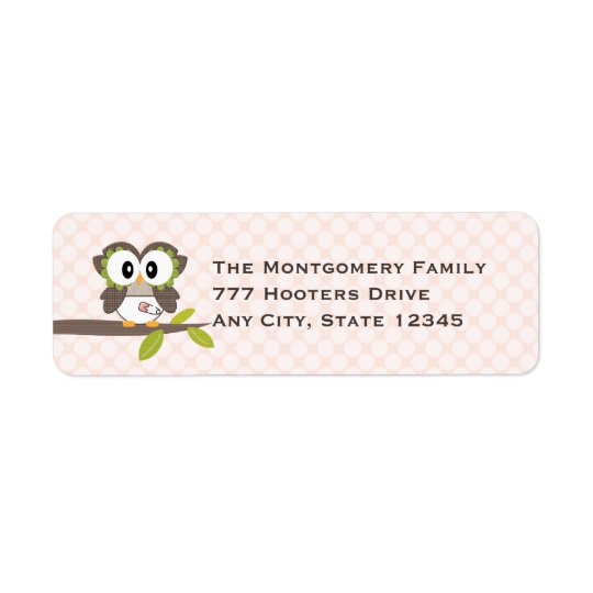Étiquettes de adresse roses de retour de hibou de