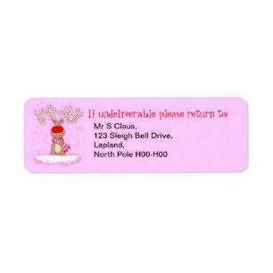 Étiquettes de adresse roses de retour de Noël