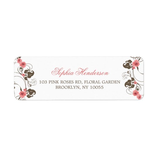 Étiquettes de adresse roses vintages de mariage de