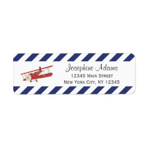 Étiquettes de adresse rouges de retour d'avion