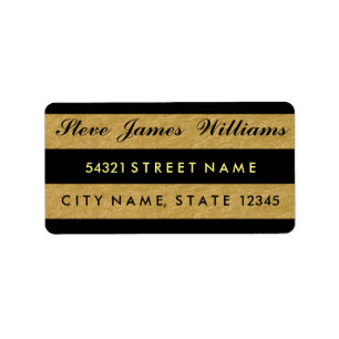 Étiquettes de adresse Royal Gold Leaf Black Stripe