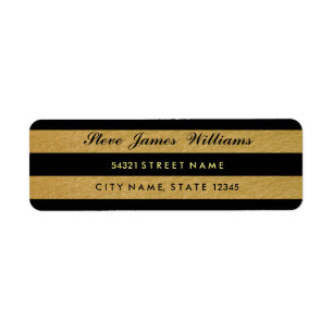 Étiquettes de adresse Royal Gold Leaf Black Stripe