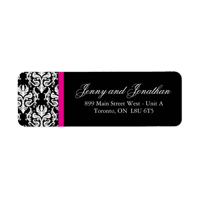 Étiquettes de adresse RSVP Damask élégant (Devant)