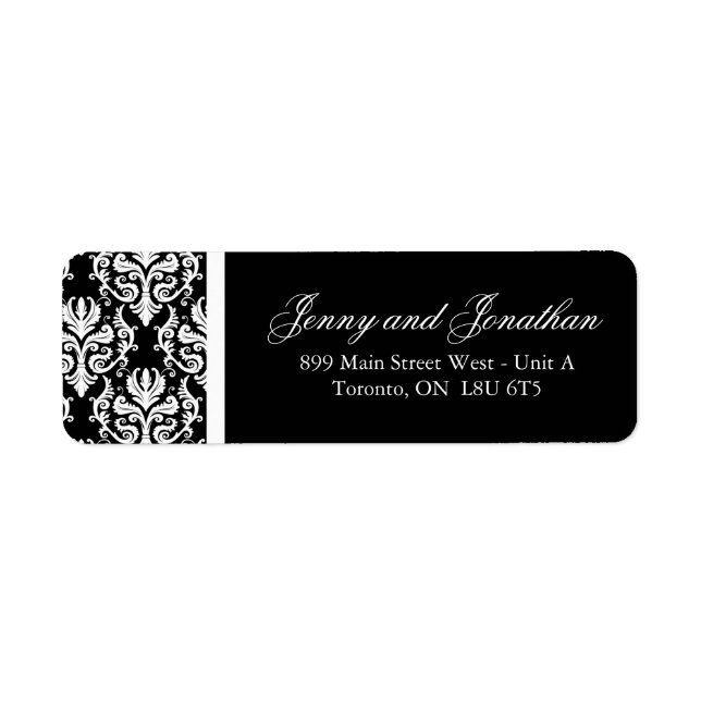 Étiquettes de adresse RSVP Damask élégant (Devant)