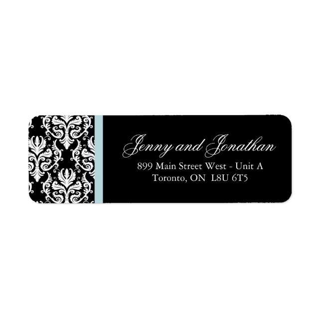 Étiquettes de adresse RSVP Damask élégant (Devant)
