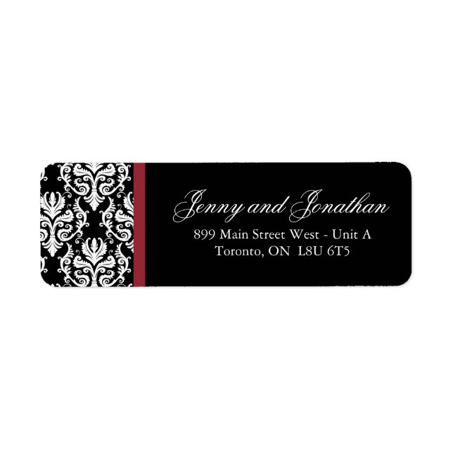 Étiquettes de adresse RSVP Damask élégant (Devant)