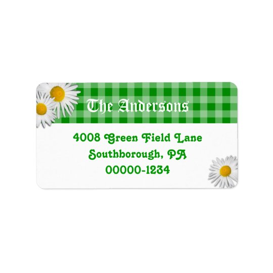 Étiquettes de adresse verts de coutume de guingan