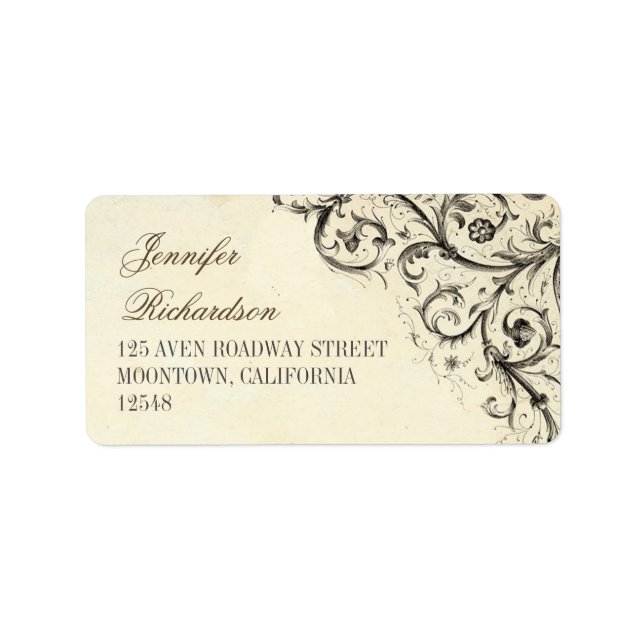 étiquettes de adresse vintages aux fleurs antiques (Devant)