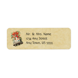 Étiquettes de adresse vintages de Bell de Noël