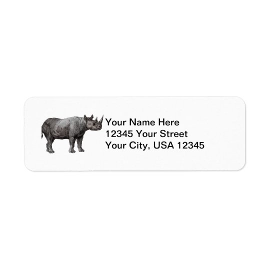 Étiquettes de adresse vintages de retour de rhinoc