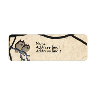 Étiquettes de adresse vintages du hibou japonais