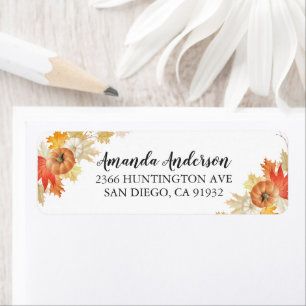 Étiquettes de Baby Shower Automnal avec Citrouille