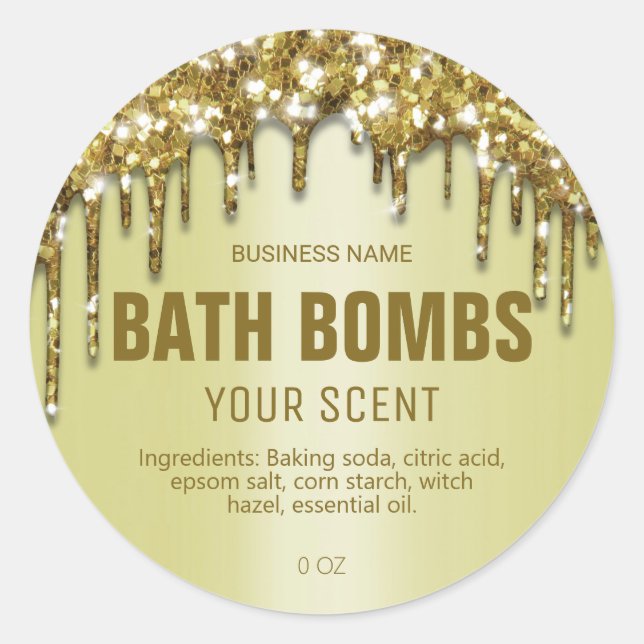 Étiquettes de bain de Parties scintillant d'or à g (Devant)