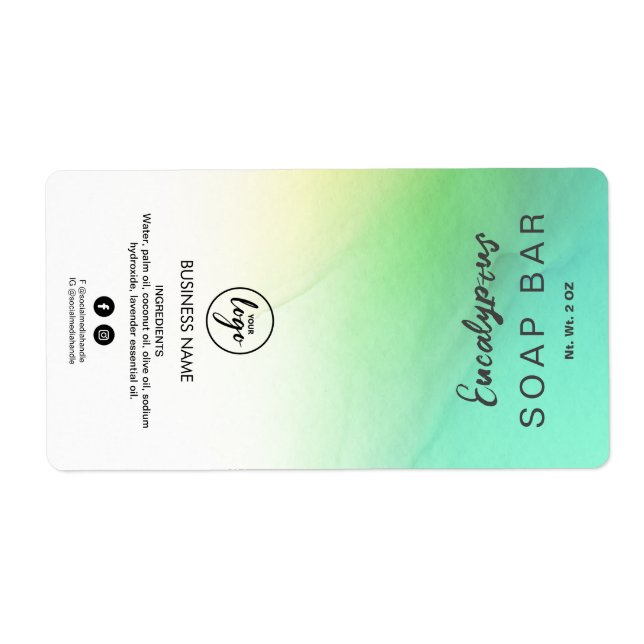 Étiquettes de bar à savon Turquoise en encre Ombre (Devant)