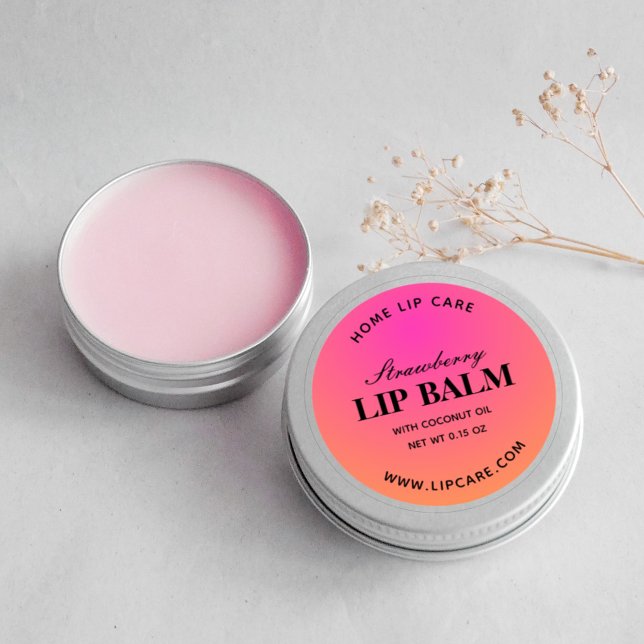 Étiquettes de baume à lèvres dégradé rose orange r (Créateur téléchargé)