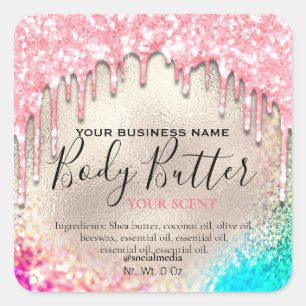 Étiquettes de Beurre Corporel Pailleté Holographiq