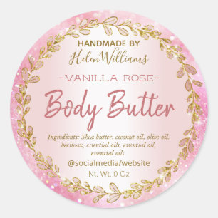 Étiquettes de Beurre Corporel Pailleté Or Rose