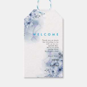 Étiquettes de bienvenue de mariage à feuille rose 