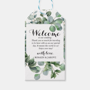 Étiquettes de bienvenue pour mariage avec verdure