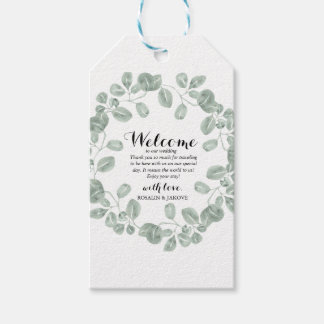 Étiquettes de bienvenue pour mariage avec verdure