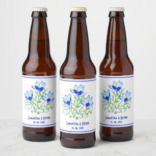 Étiquettes de bière Mariage Blanc Crocus Bleus