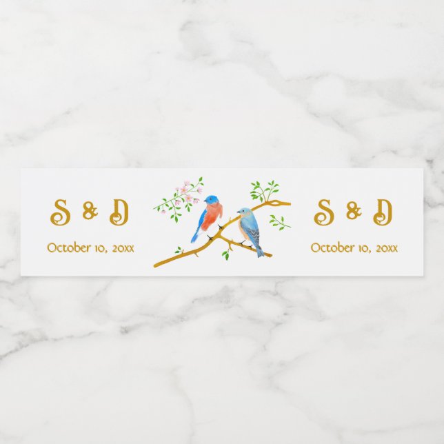 Étiquettes de bière pour mariage Bluebirds (Étiquettes simples)