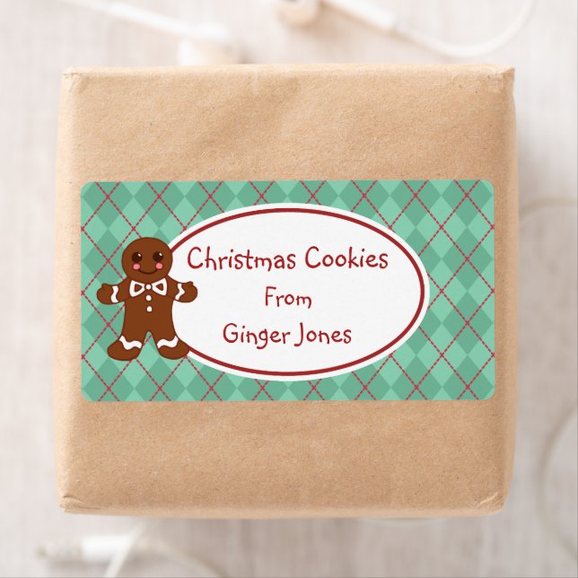 Étiquettes de biscuits de Noël au pain d'épice ver (En situation)