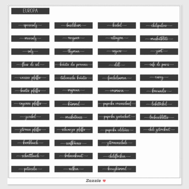 Étiquettes de bocaux à épices (Feuille)