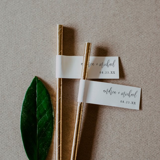 Étiquettes de boisson en paille de mariage Calligr (Créateur téléchargé)