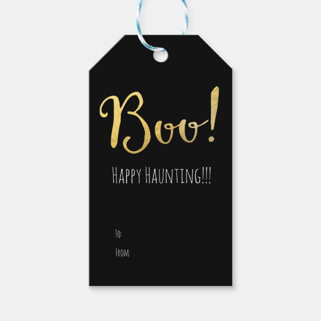 Étiquettes de BOO Halloween Faux Dorure Feuille As (Devant)