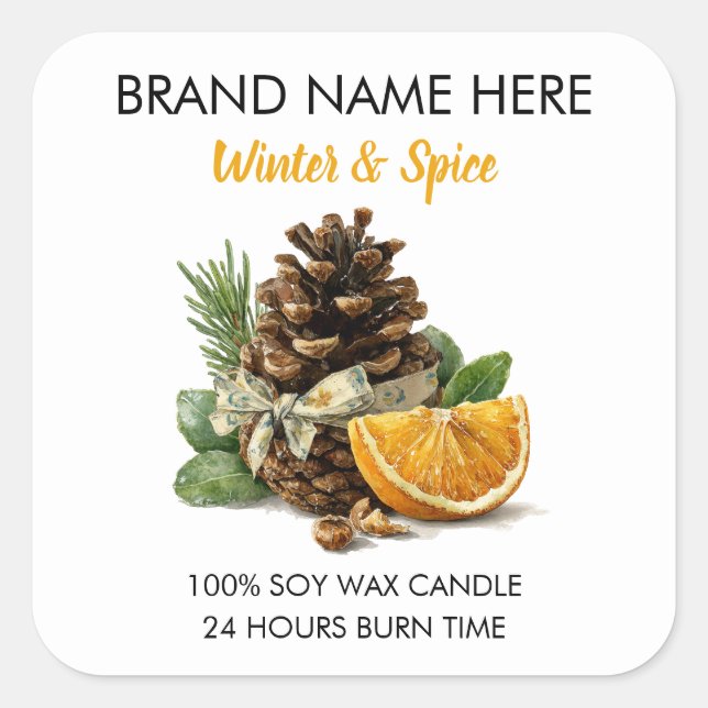 Étiquettes de bougie de Noël rustique pin et agrum (Devant)