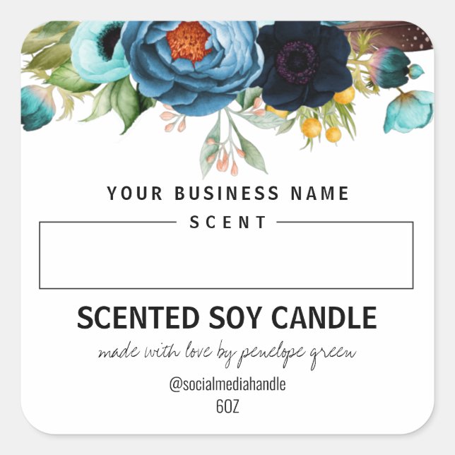 Étiquettes De Bougie De Soja Parfumé Blanc Avec Fl (Devant)