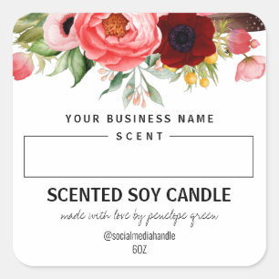 Étiquettes De Bougie De Soja Parfumé Blanc Et Rose