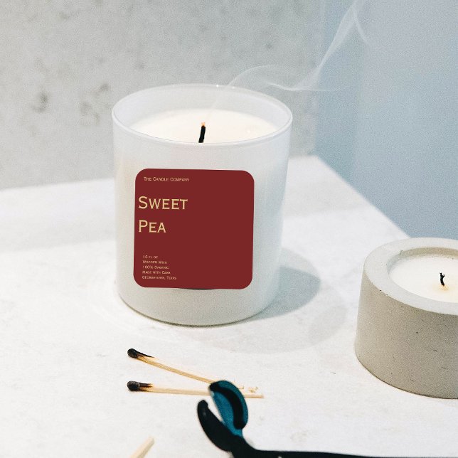 Étiquettes de bougie minimalistes modernes rouges  (Créateur téléchargé)