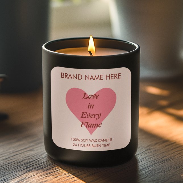 Étiquettes de bougie Saint-Valentin cœur rose  (Créateur téléchargé)