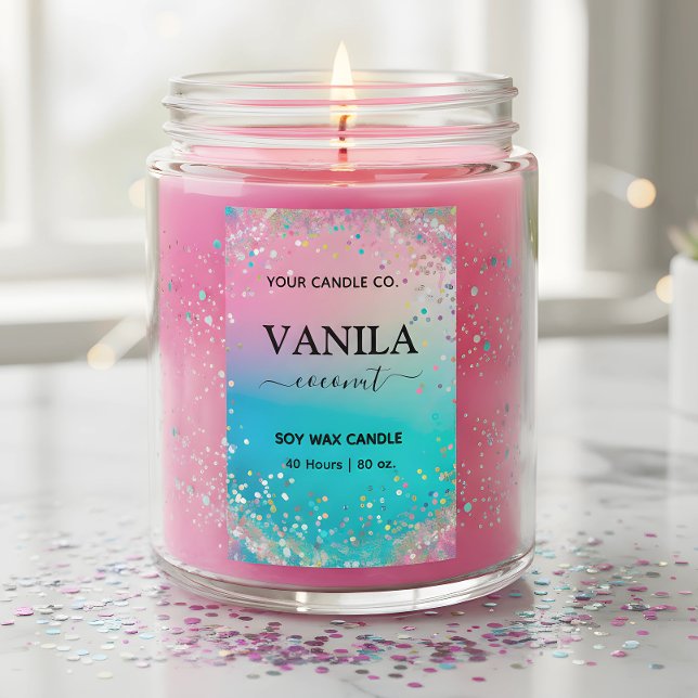 Étiquettes de bougie verticales pastel rose irides (Créateur téléchargé)