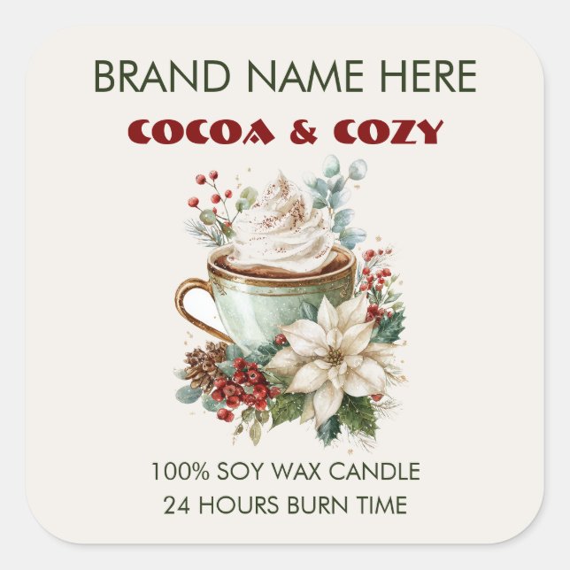 Étiquettes de bougies Cocoa & Cozy (Devant)