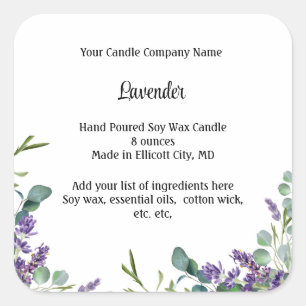 Étiquettes de bougies personnalisées Lavande Eucal