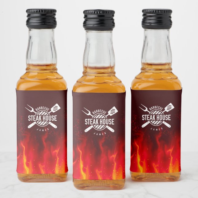 Étiquettes de bouteille BBQ personnalisés — Flamme (Bouteilles)