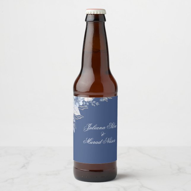 Étiquettes de bouteille de bière de mariage floral (Devant)