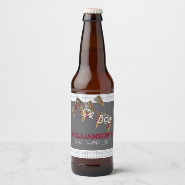 Étiquettes de bouteille de boisson à carreaux bleu (Devant)