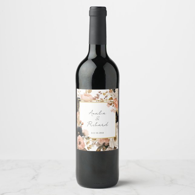 Étiquettes de bouteille de mariage personnalisées  (Devant)
