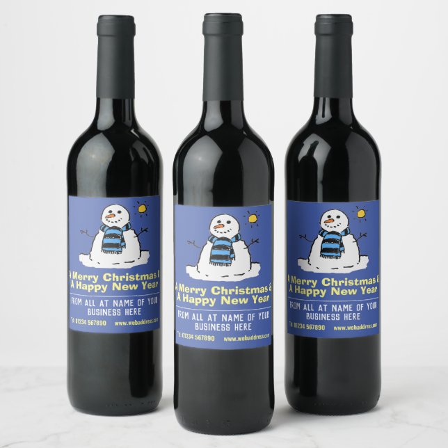 Étiquettes de bouteille de vin bonhomme de neige p (Bouteilles)
