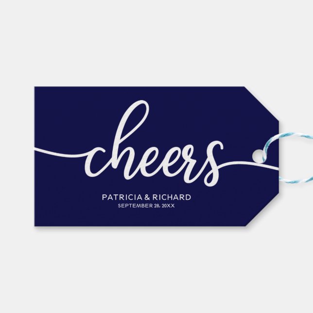 Étiquettes de bouteille de vin Cheers calligraphie (Devant (Horizontal))