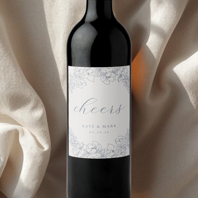 Étiquettes de bouteille de vin de mariage à fleurs (Créateur téléchargé)