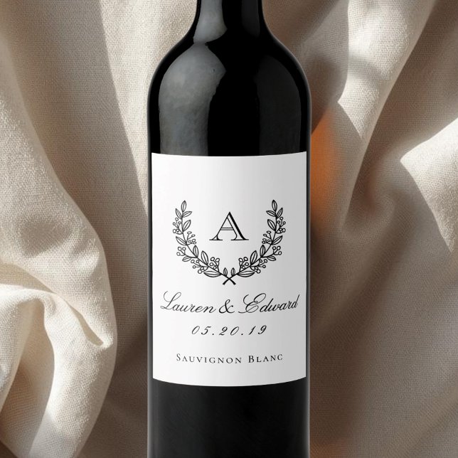 Étiquettes de bouteille de vin de mariage à monogr (Créateur téléchargé)