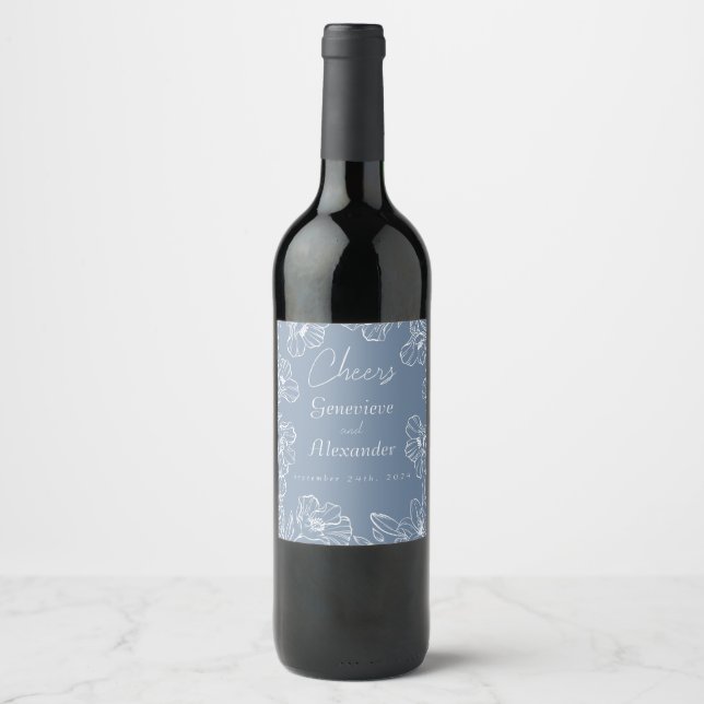 Étiquettes de bouteille de vin de mariage élégante (Devant)