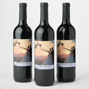 Étiquettes de bouteille de vin de mariage florales