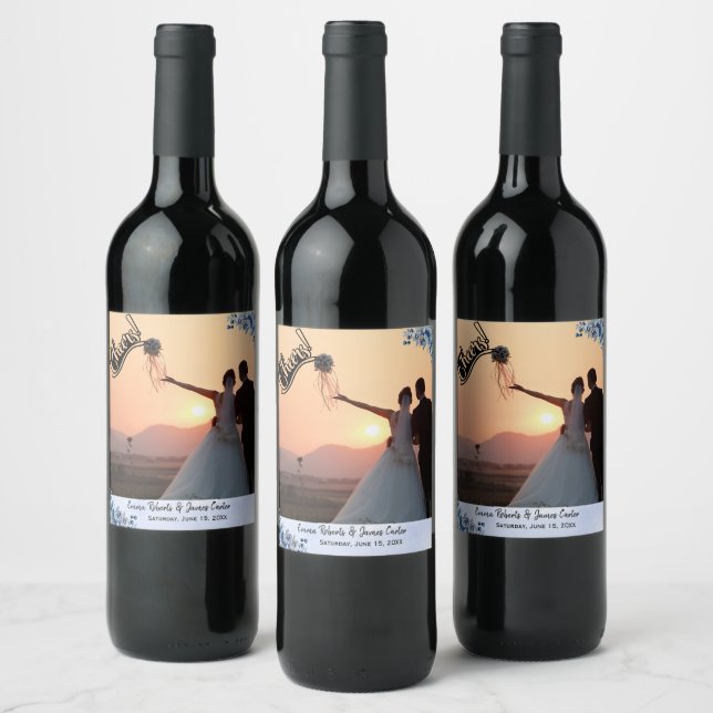 Étiquettes de bouteille de vin de mariage florales (Bouteilles)
