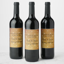 Étiquettes de bouteille de vin de mariage luxueuse